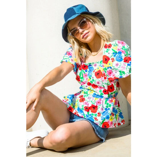 unnamed-file-731.jpg Dusk White Multi Floral Puff Sleeve Cotton Top -Dusk Shop unnamed file 731