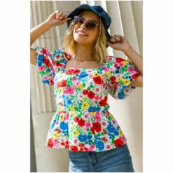 Dusk White Multi Floral Puff Sleeve Cotton Top 7 Dusk White Multi Floral Puff Sleeve Cotton Top -Dusk Shop unnamed file 733