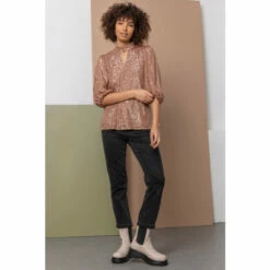 Dusk Red Sequin Keyhole Neck Top -Dusk Shop unnamed file 736