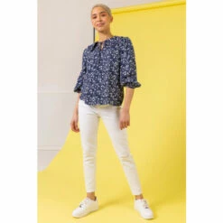 Dusk Blue Abstract Spot Print Square Neck Top 4 Dusk Blue Abstract Spot Print Square Neck Top -Dusk Shop unnamed file 742