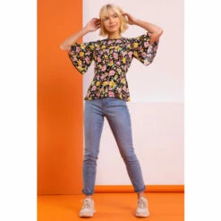 Dusk Black Floral Print Angel Sleeve Top 4 Dusk Black Floral Print Angel Sleeve Top -Dusk Shop unnamed file 749