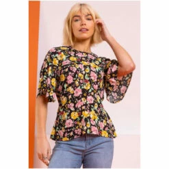Dusk Black Floral Print Angel Sleeve Top 7 Dusk Black Floral Print Angel Sleeve Top -Dusk Shop unnamed file 752
