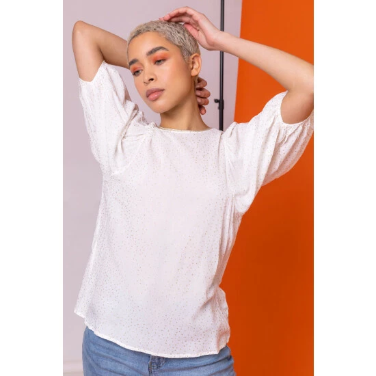 unnamed-file-769.jpg Dusk White Glitter Spot Balloon Sleeve Top -Dusk Shop unnamed file 769