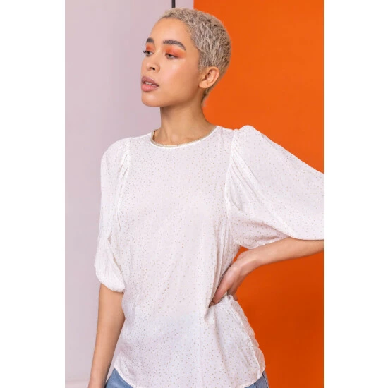 unnamed-file-772.jpg Dusk White Glitter Spot Balloon Sleeve Top -Dusk Shop unnamed file 772