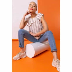 Dusk White Stripe Print Frill Detail Top -Dusk Shop unnamed file 789