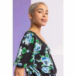 Dusk Black Floral Peplum Hem Wrap Top -Dusk Shop unnamed file 794
