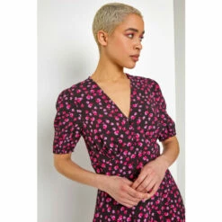 Dusk Black Ditsy Floral Frill Hem Tea Dress -Dusk Shop unnamed file 8