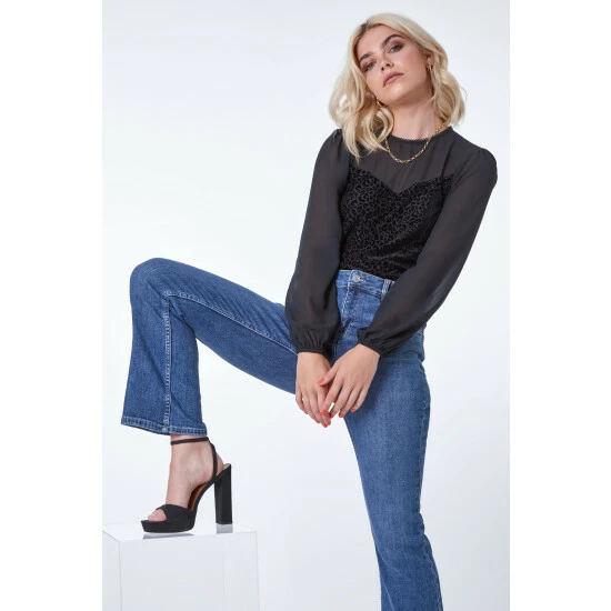 unnamed-file-806.jpg Dusk Black Animal Print Contrast Mesh Top -Dusk Shop unnamed file 806