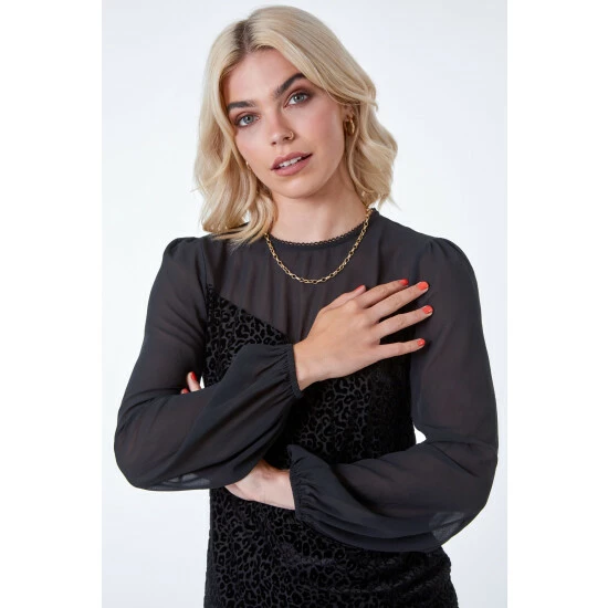 unnamed-file-807.jpg Dusk Black Animal Print Contrast Mesh Top -Dusk Shop unnamed file 807