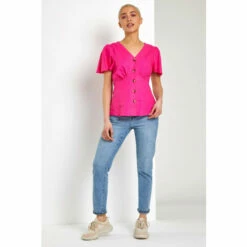 Dusk Pink Linen Button Through Blouse -Dusk Shop unnamed file 811