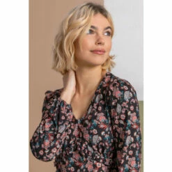Dusk Black Paisley Print Frill Detail Top -Dusk Shop unnamed file 817
