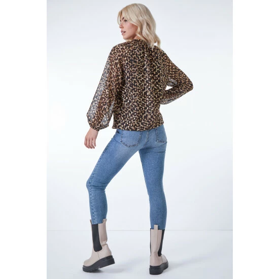 unnamed-file-852.jpg Dusk Brown Burnout Animal Print Metallic Detail Blouse -Dusk Shop unnamed file 852