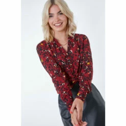 Dusk Red Animal Print Knot Front Long Sleeve Blouse 5 Dusk Red Animal Print Knot Front Long Sleeve Blouse -Dusk Shop unnamed file 859