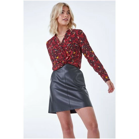 unnamed-file-861.jpg Dusk Red Animal Print Knot Front Long Sleeve Blouse -Dusk Shop unnamed file 861