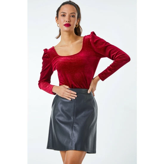 unnamed-file-880.jpg Dusk Red Velvet Glitter Puff Sleeve Top -Dusk Shop unnamed file 880