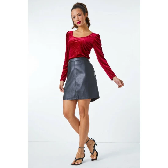unnamed-file-883.jpg Dusk Red Velvet Glitter Puff Sleeve Top -Dusk Shop unnamed file 883