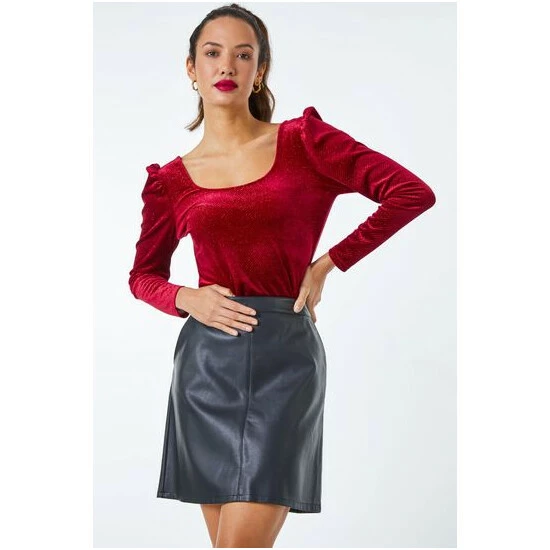 unnamed-file-885.jpg Dusk Red Velvet Glitter Puff Sleeve Top -Dusk Shop unnamed file 885