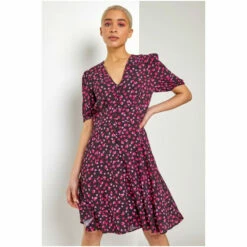 Dusk Black Ditsy Floral Frill Hem Tea Dress -Dusk Shop unnamed file 9