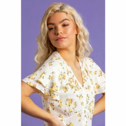 Dusk Yellow Floral Print V-Neck Blouse -Dusk Shop unnamed file 900