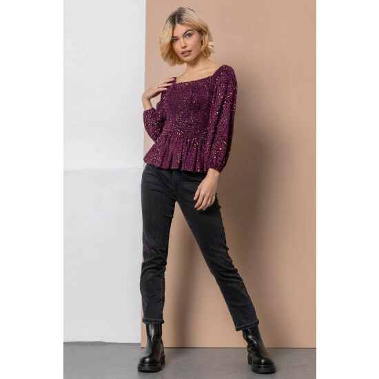 unnamed-file-904.jpg Dusk Purple Shirred Bodice Animal Print Top -Dusk Shop unnamed file 904