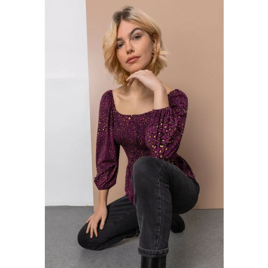 unnamed-file-906.jpg Dusk Purple Shirred Bodice Animal Print Top -Dusk Shop unnamed file 906