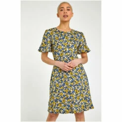 Dusk Yellow Ditsy Daisy Print Tea Dress -Dusk Shop unnamed file 91