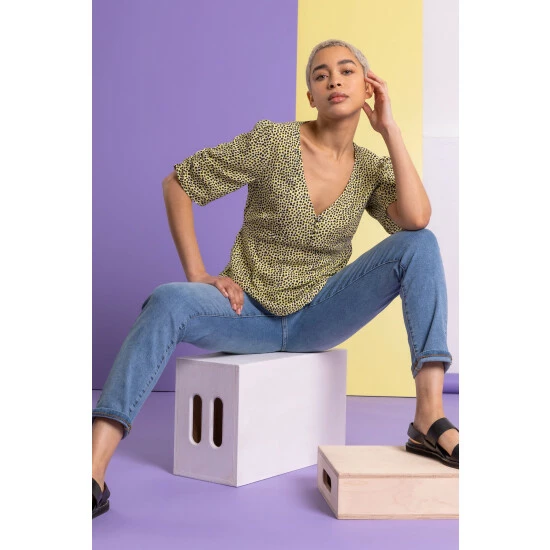 unnamed-file-912.jpg Dusk Yellow Ditsy Spot Button Detail Top -Dusk Shop unnamed file 912