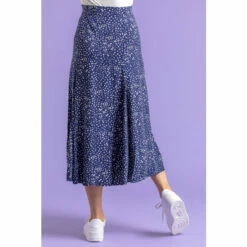 Dusk Roman Navy Confetti Spot Print Midi Skirt -Dusk Shop unnamed file 917