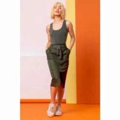 Dusk Green Belt Detail Split Front Skirt -Dusk Shop unnamed file 921