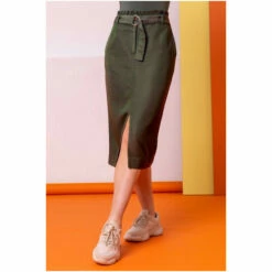 Dusk Green Belt Detail Split Front Skirt -Dusk Shop unnamed file 923