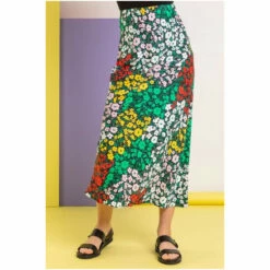 Dusk Black Contrast Floral Print Midi Skirt -Dusk Shop unnamed file 928