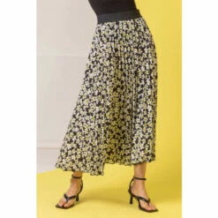 Dusk Black Ditsy Spot Print Pleated Skirt