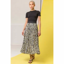 Dusk Black Ditsy Spot Print Pleated Skirt -Dusk Shop unnamed file 931