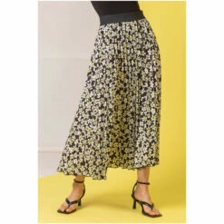 Dusk Black Ditsy Spot Print Pleated Skirt -Dusk Shop unnamed file 933