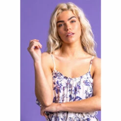 Dusk Blue Frill Hem Leaf Print Sundress -Dusk Shop unnamed file 94