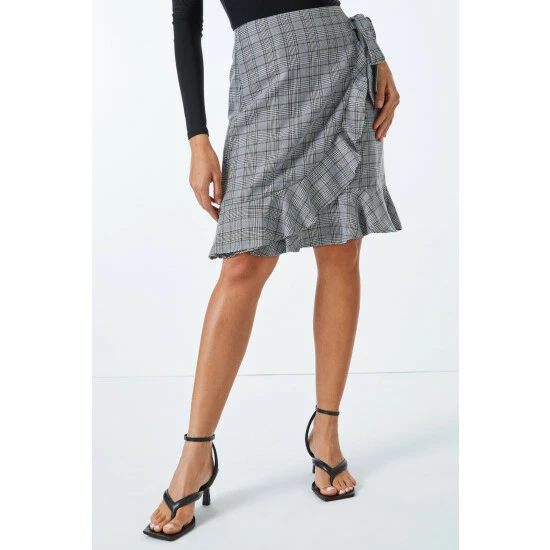 unnamed-file-942.jpg Dusk Grey Check Print Asymmetric Frill Detail Skirt -Dusk Shop unnamed file 942