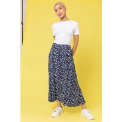 Dusk Blue Ditsy Spot Print Midi Skirt -Dusk Shop unnamed file 953